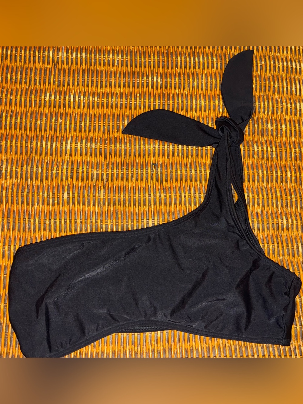 Abercrombie & Fitch Black One-Shoulder Swim Top with Tie